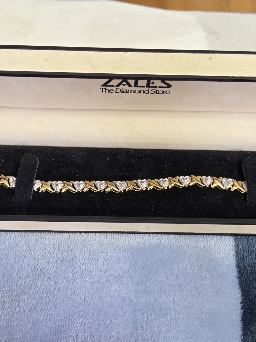 Zales Sterling Silver 'Hugs & Kisses' Bracelet With Diamond Accents